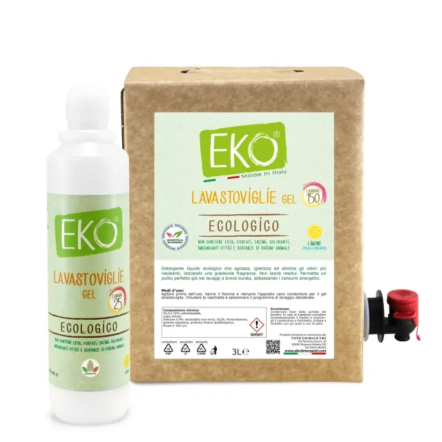 Tuto Chimica Eko Kit Lavastoviglie Gel 3 L+500 ml Limone