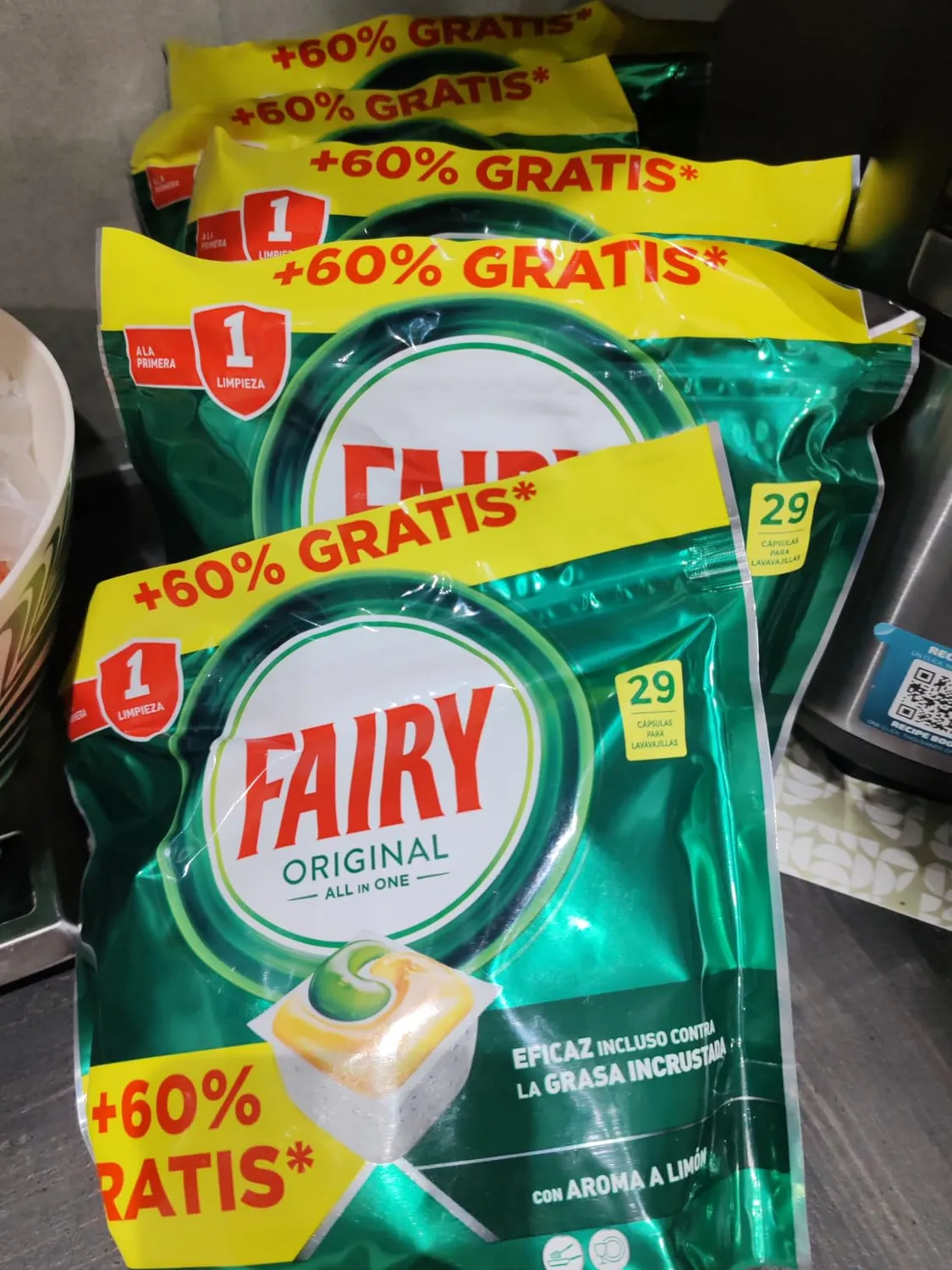 Fairy Original Limone pastiglie lavastoviglie 145 pz scorta casa