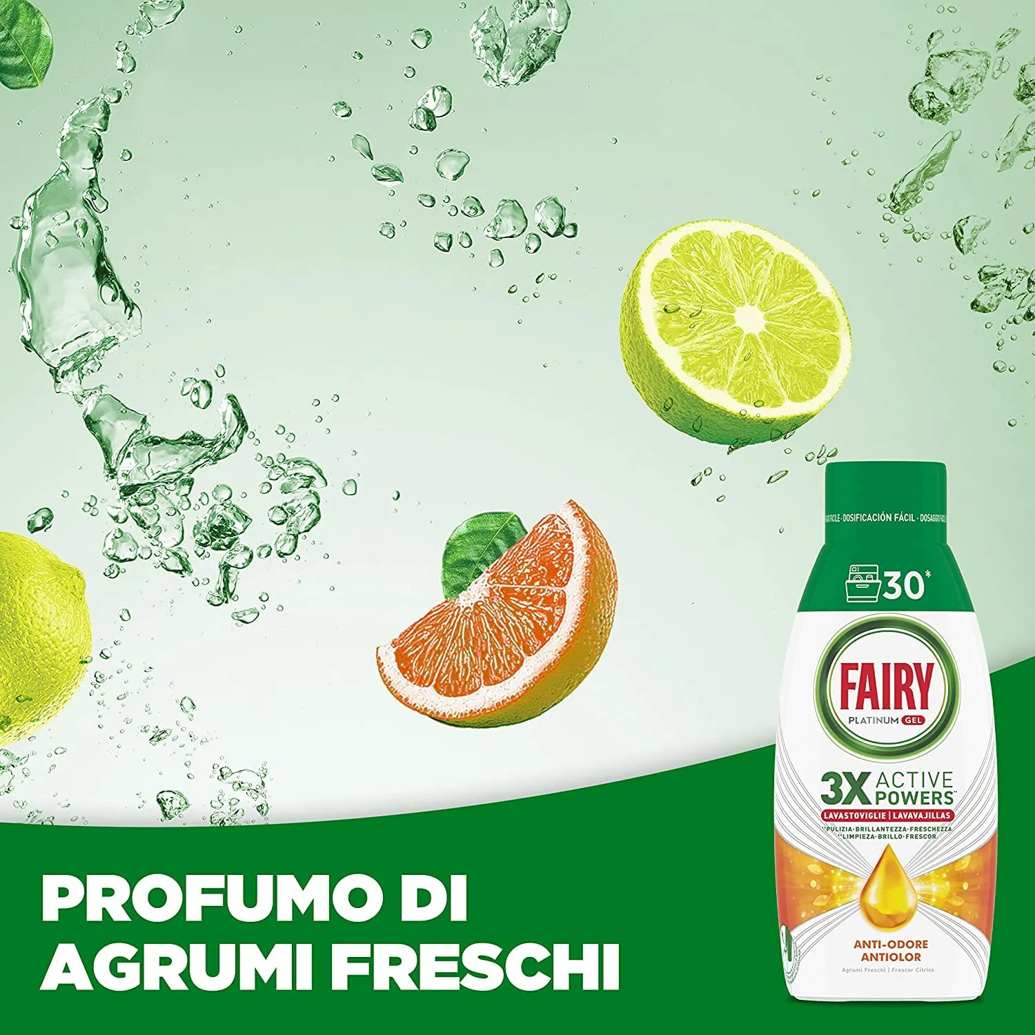 Fairy Platinum gel lavastoviglie limone 3 bottiglie 90 lavaggi
