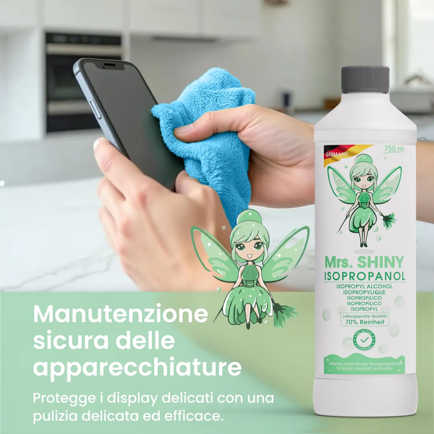 Mrs. Shiny Alcool Isopropilico 70% detergente superfici 750 ml