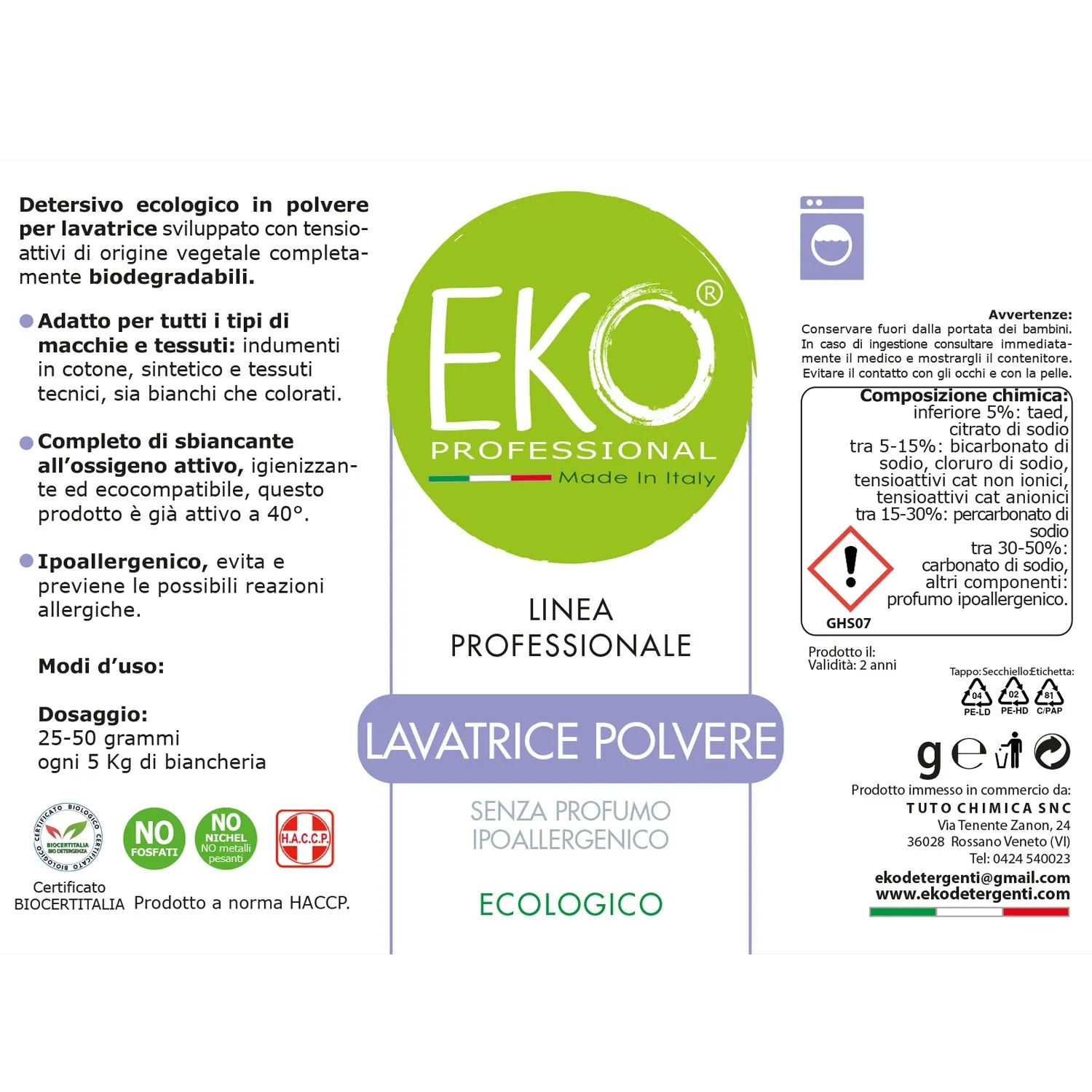 Tuto Chimica Eko Professional detersivo lavatrice 900 g attivo