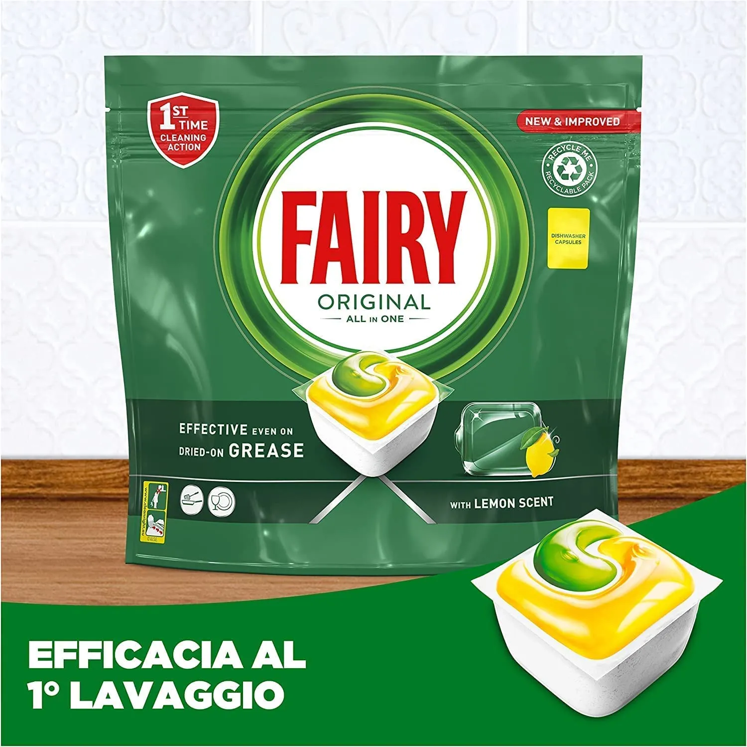 Fairy Original Limone pastiglie lavastoviglie 44 capsule brillanti