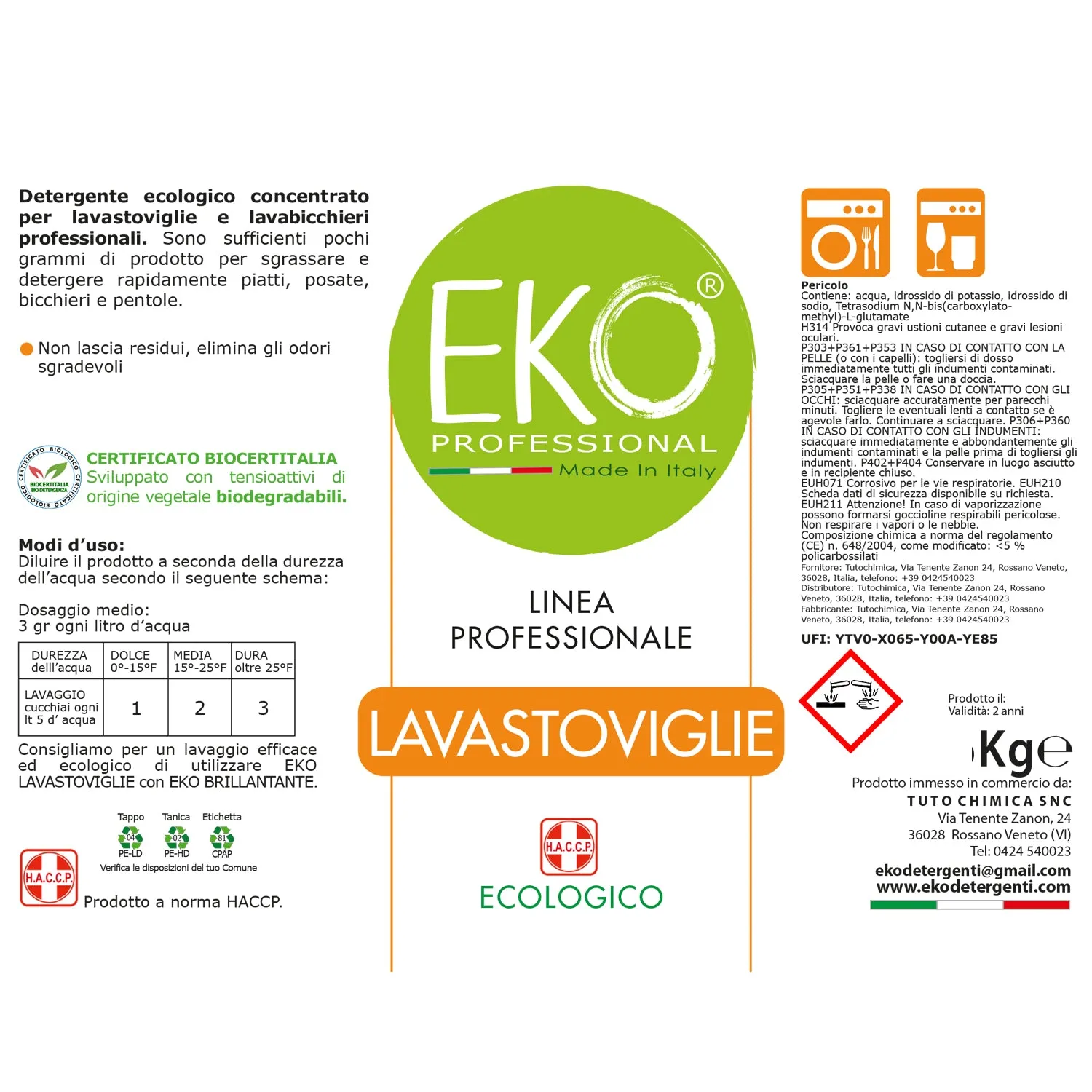 Tuto Chimica Eko Professional detersivo lavastoviglie 6kg ecologico