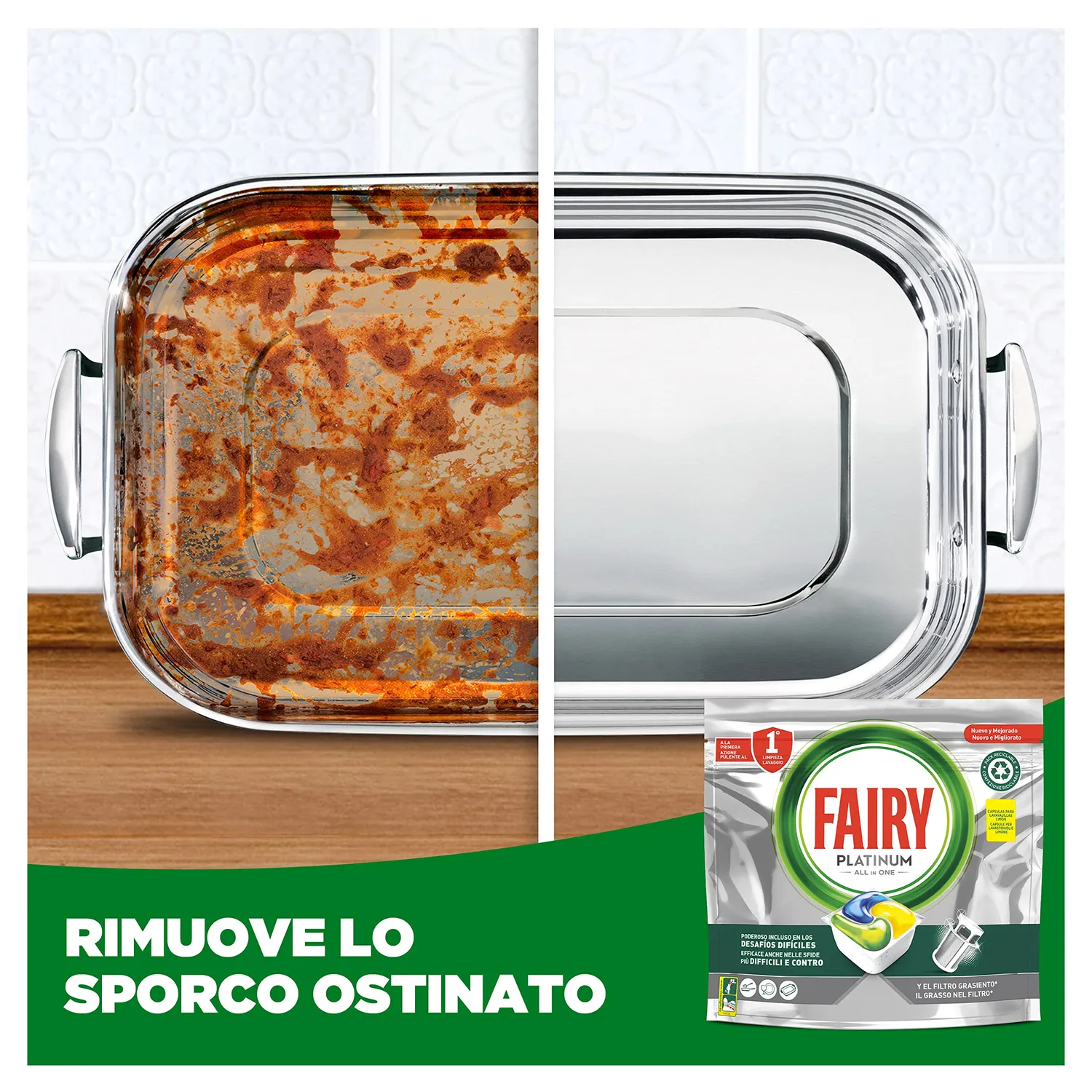 Fairy Platinum 125 pastiglie lavastoviglie limone prelavaggio integrato