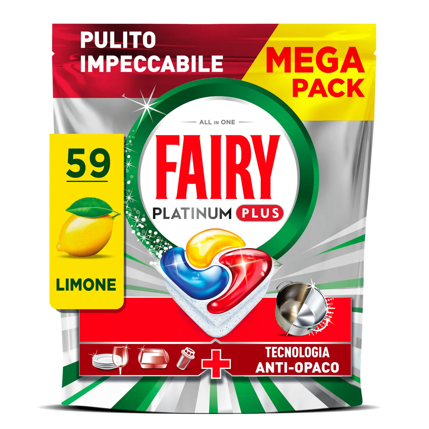 Fairy Platinum Plus Complete pastiglie lavastoviglie 150 pz limone