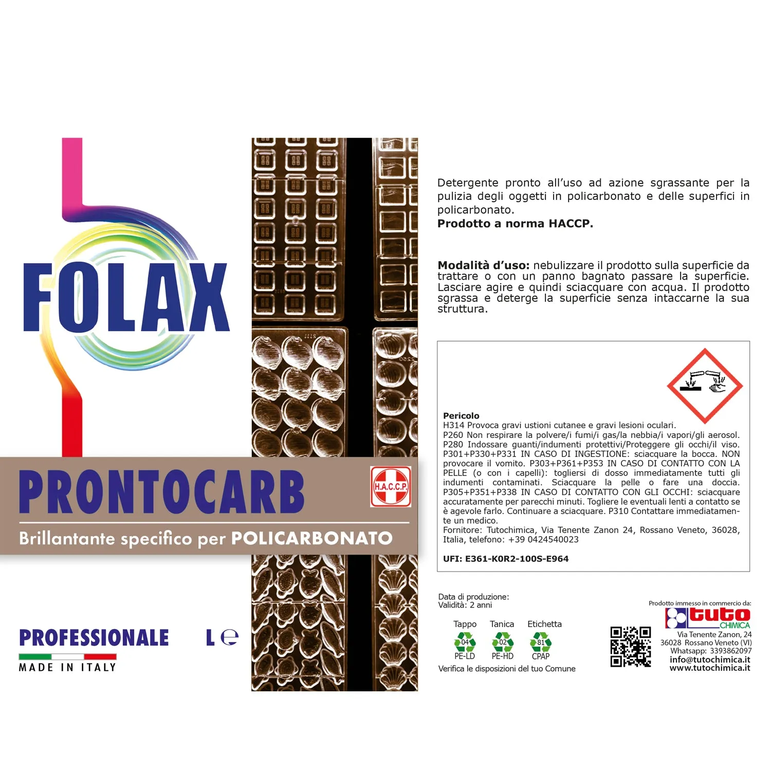 Tuto Chimica Folax Prontocarb sgrassatore policarbonato 500 ml