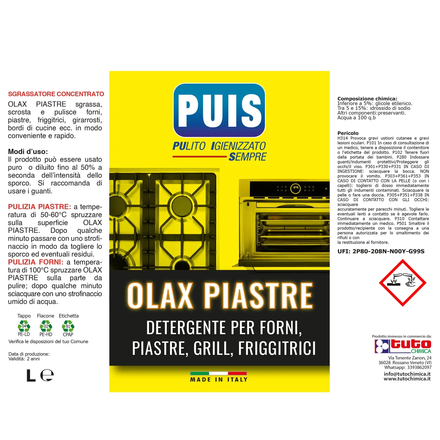 Tuto Chimica Olax Piastre sgrassatore forni 500 ml forte