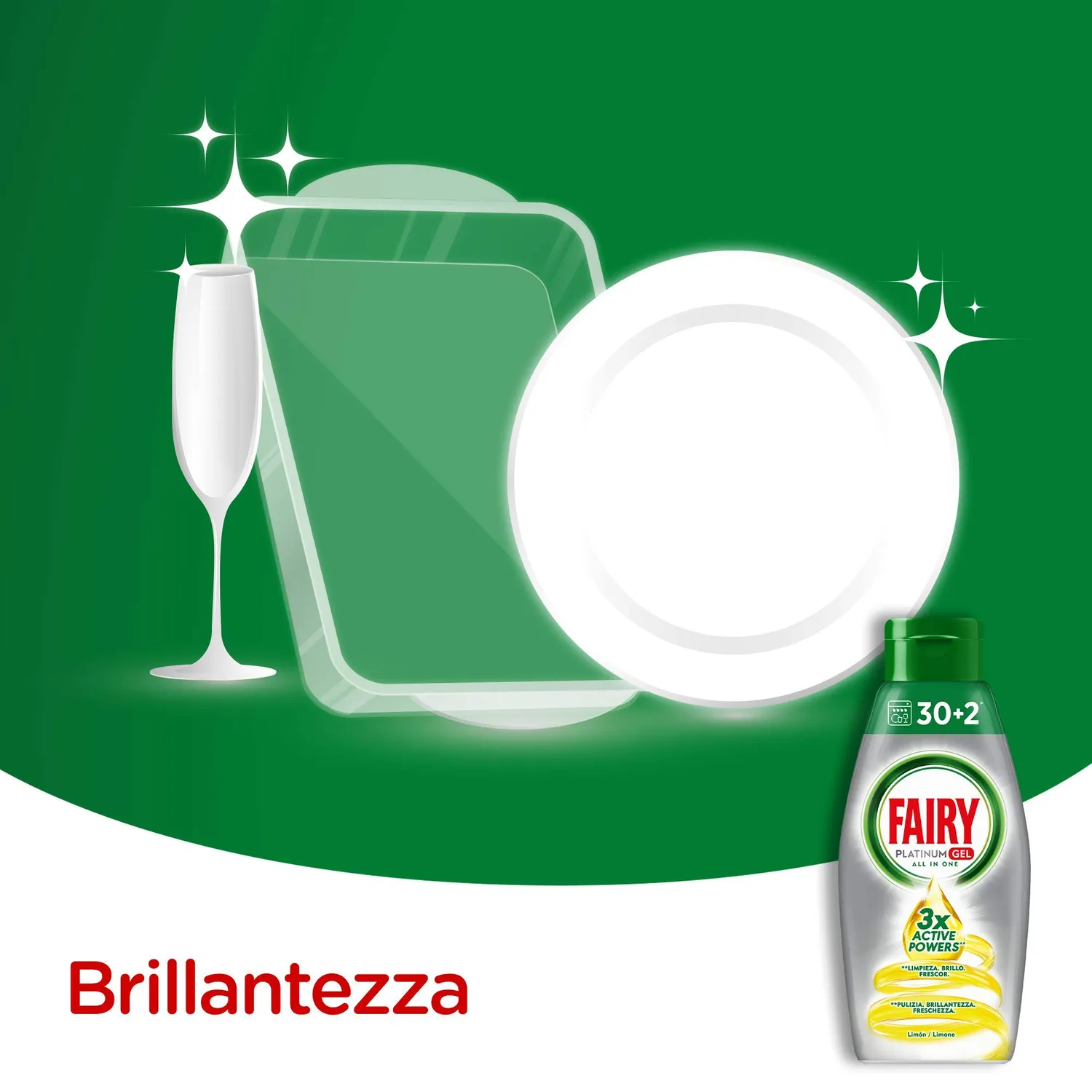 Fairy Platinum Gel lavastoviglie 384 lavaggi limone