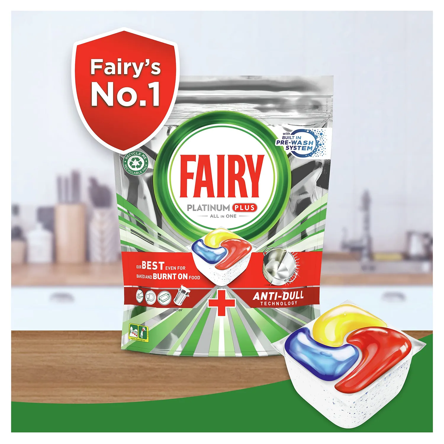 Fairy Platinum Plus pastiglie lavastoviglie limone 100 pz anti-opaco