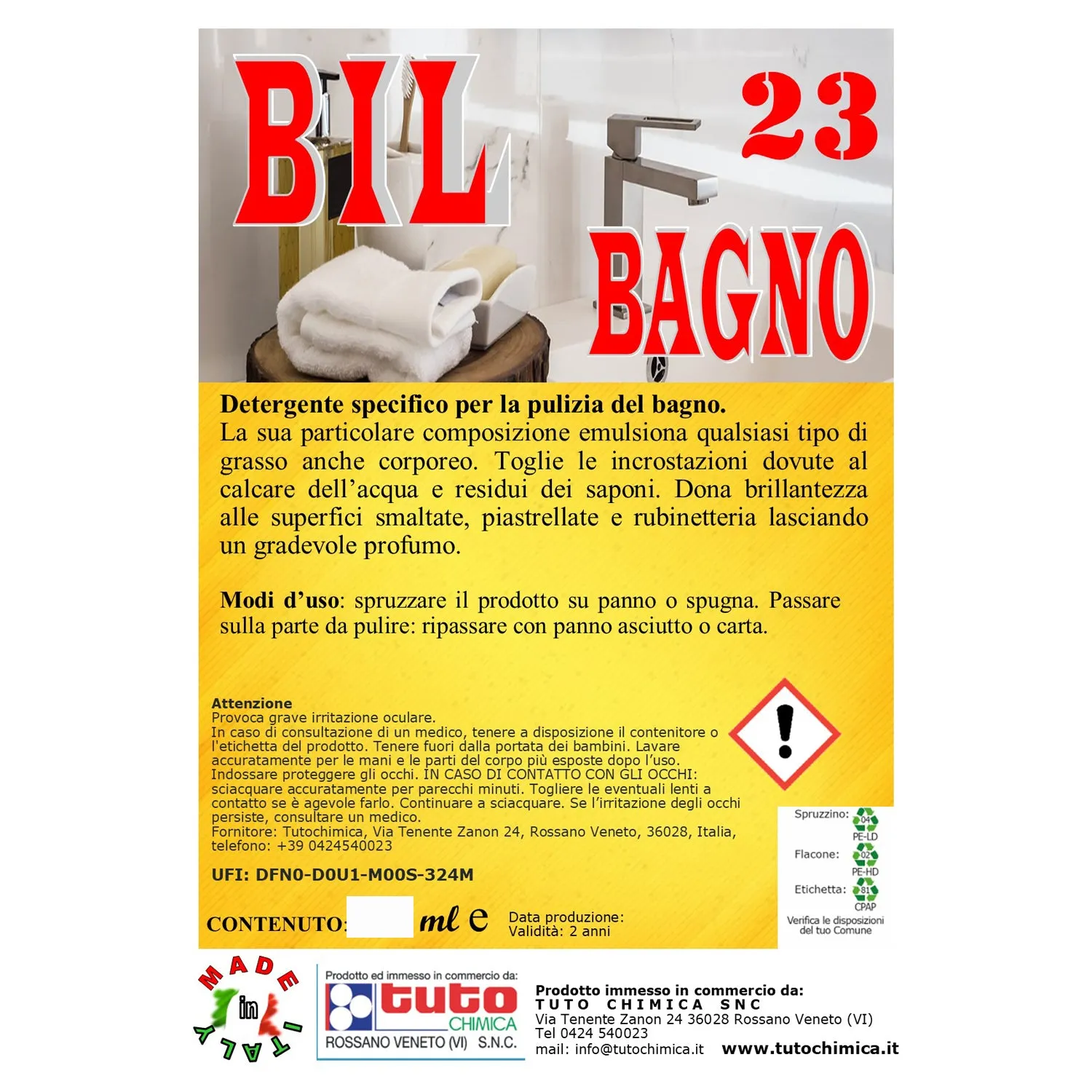Tuto Chimica Bil 23 detergente bagno anticalcare 500 ml