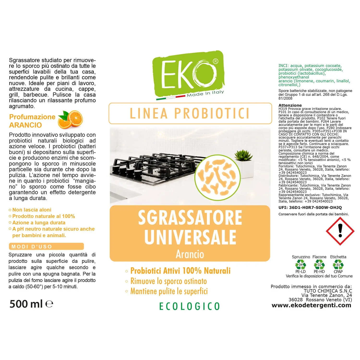 Tuto Chimica Eko sgrassatore probiotici 500 ml agrumi