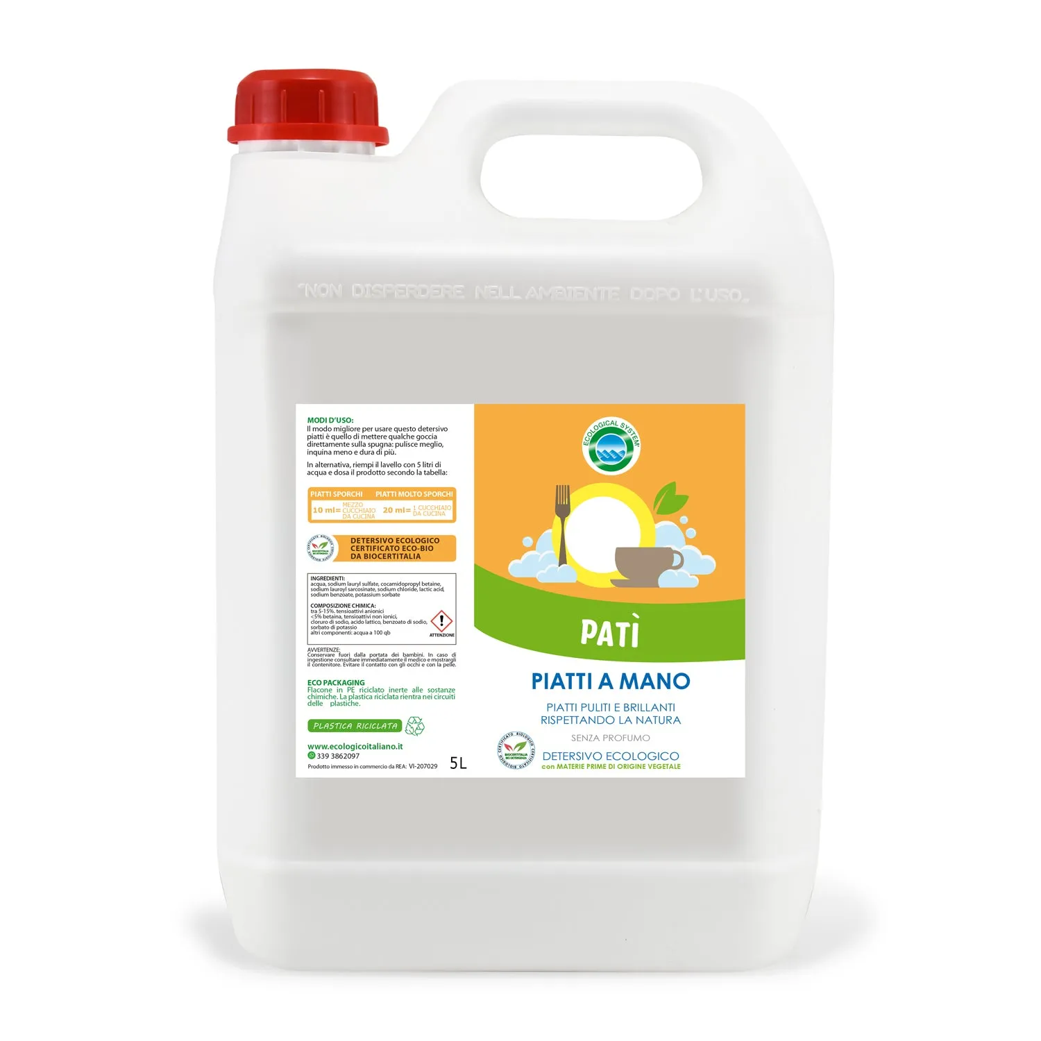Tuto Chimica Patì detersivo piatti ecologico 500ml senza profumo