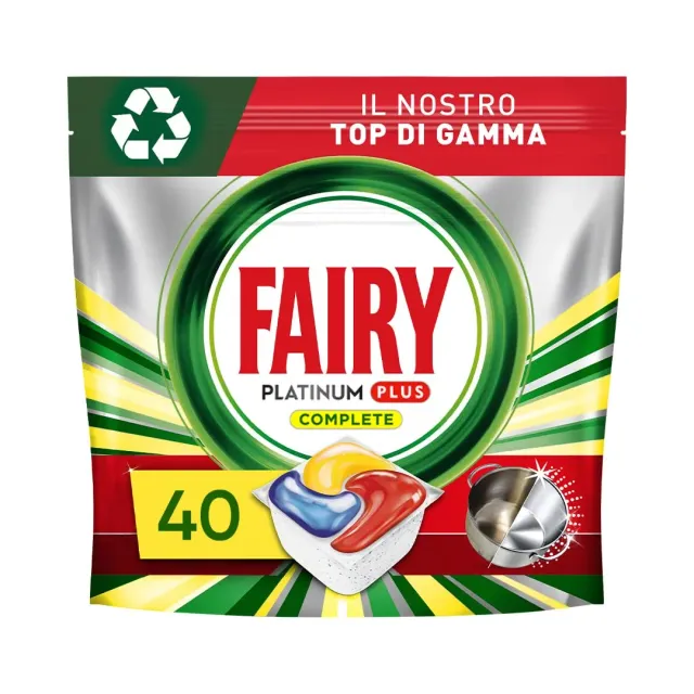 Fairy Platinum Plus Limone pastiglie lavastoviglie 40 pz anti opacità