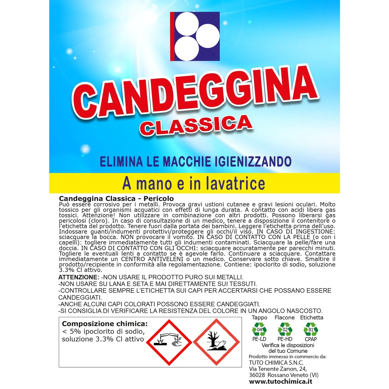 Tuto Chimica Candeggina Classica igienizzante 1L bucato