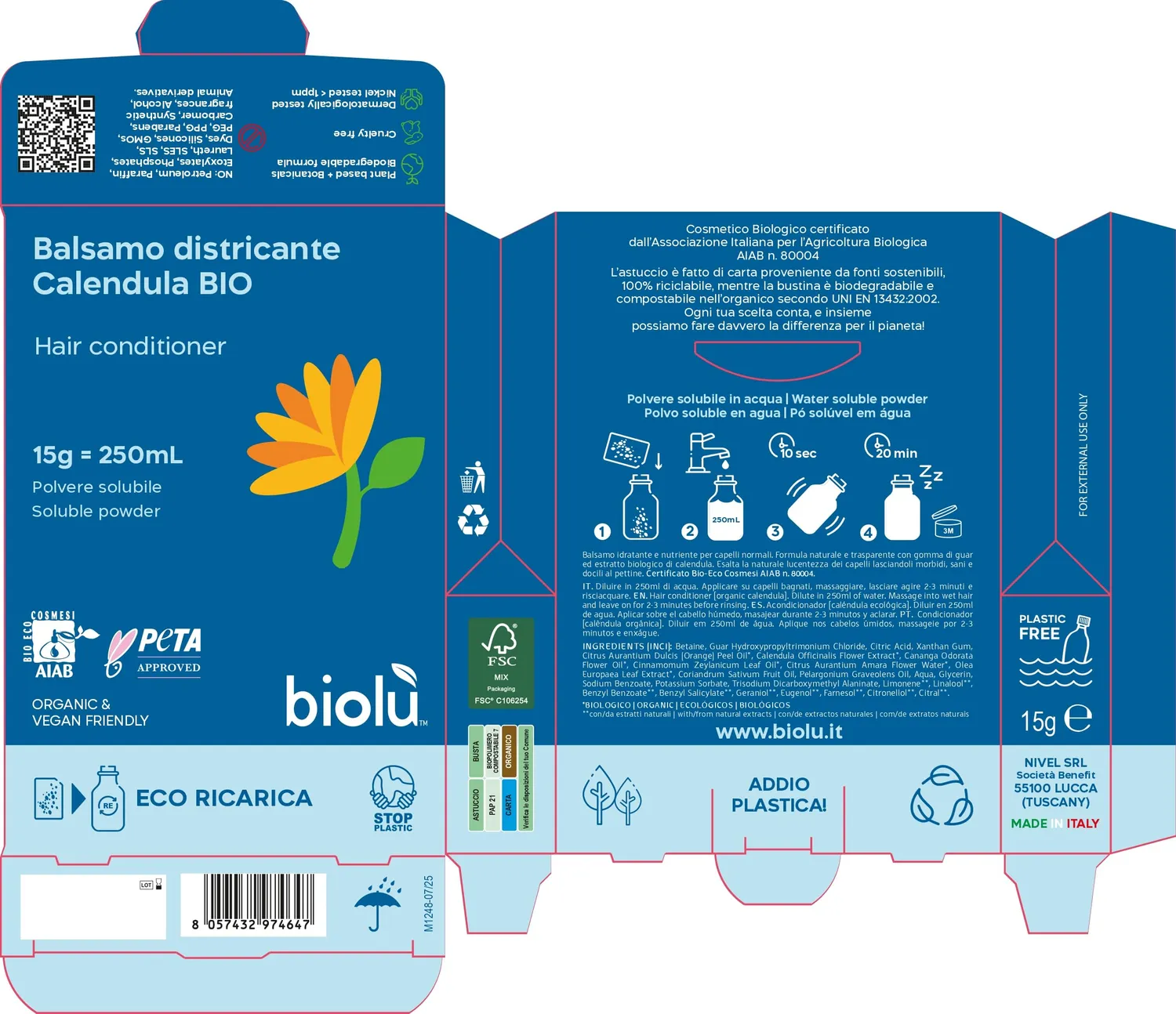 Biolù Solubili balsamo polvere 25 g calendula arancio