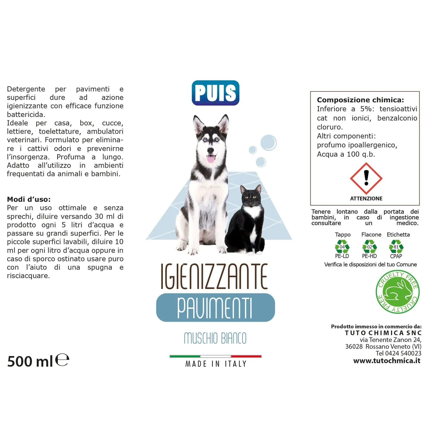 Tuto Chimica Puis Pavimenti muschio bianco 500ml igienizzante