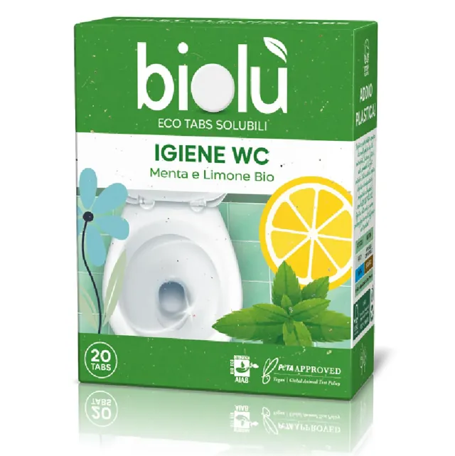 Biolù Eco Tabs detergente wc menta limone 20 tabs plastic-free