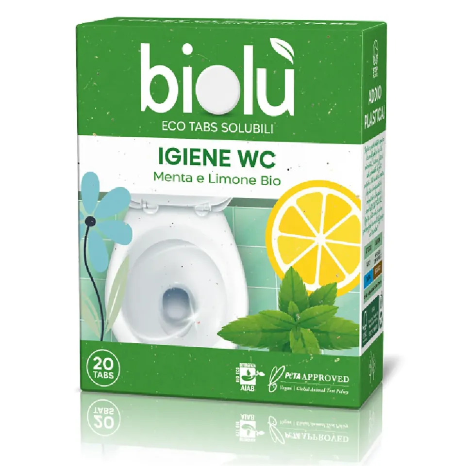 Biolù Eco Tabs detergente wc menta limone 20 tabs plastic-free