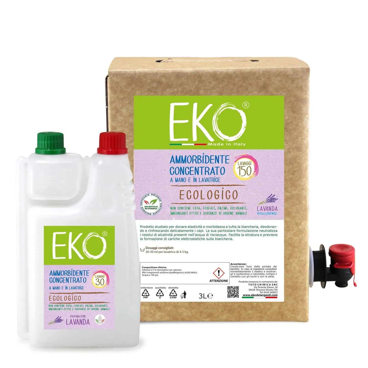 Tuto Chimica Eko Bag in Box Kit ammorbidente ecologico 3L