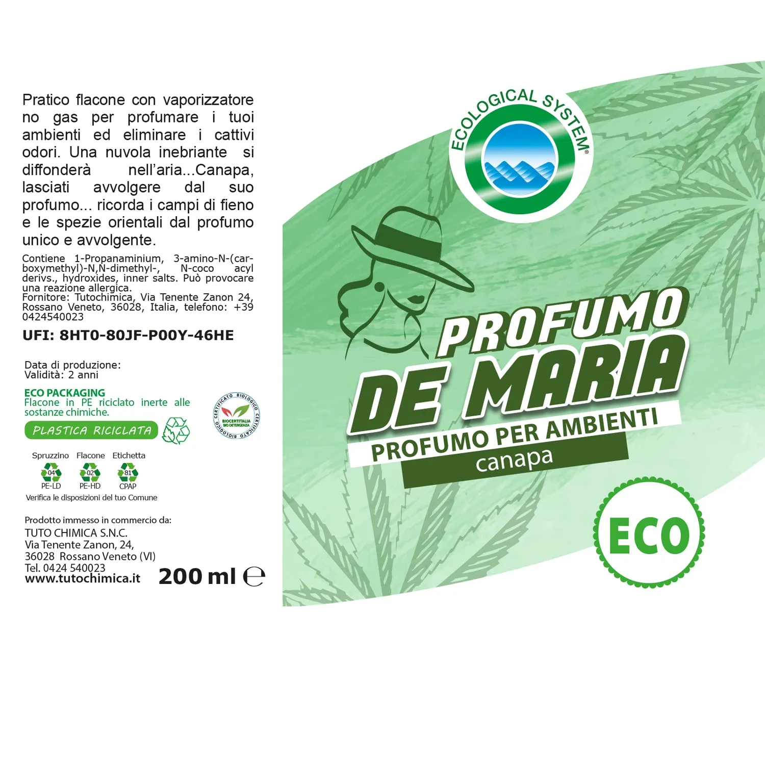 Tuto Chimica de Maria profumo ambiente spray 200ml canapa