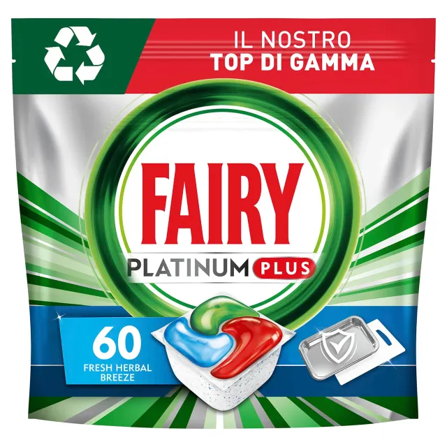 Fairy Platinum Plus pastiglie lavastoviglie 60 capsule erbe fresche