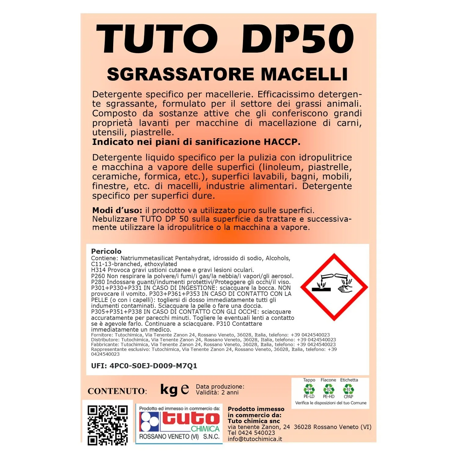Tuto Chimica DP 50 sgrassatore macellerie 1 kg concentrato
