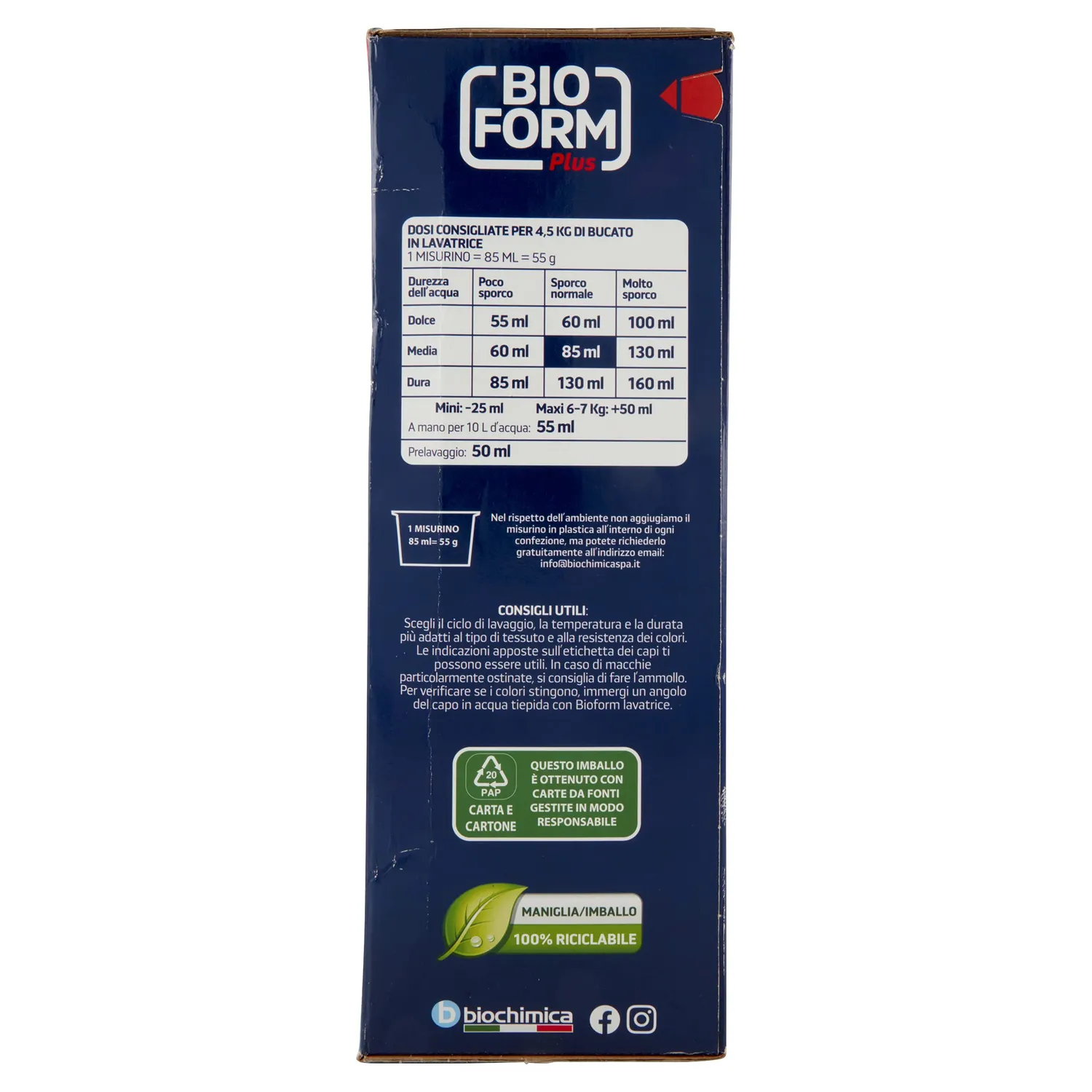 Bioform Plus Ossigeno Attivo detersivo bucato 100 lavaggi 5,5 kg