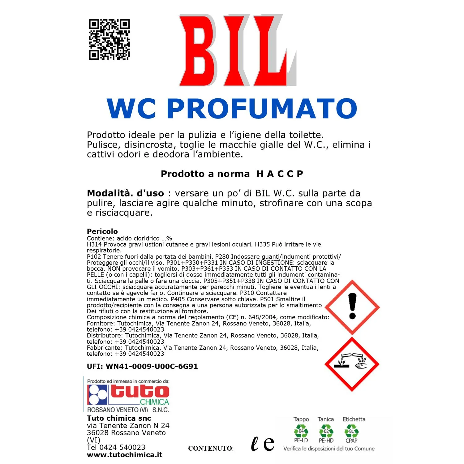 Tuto Chimica Bil WC detergente WC 1 L profumato