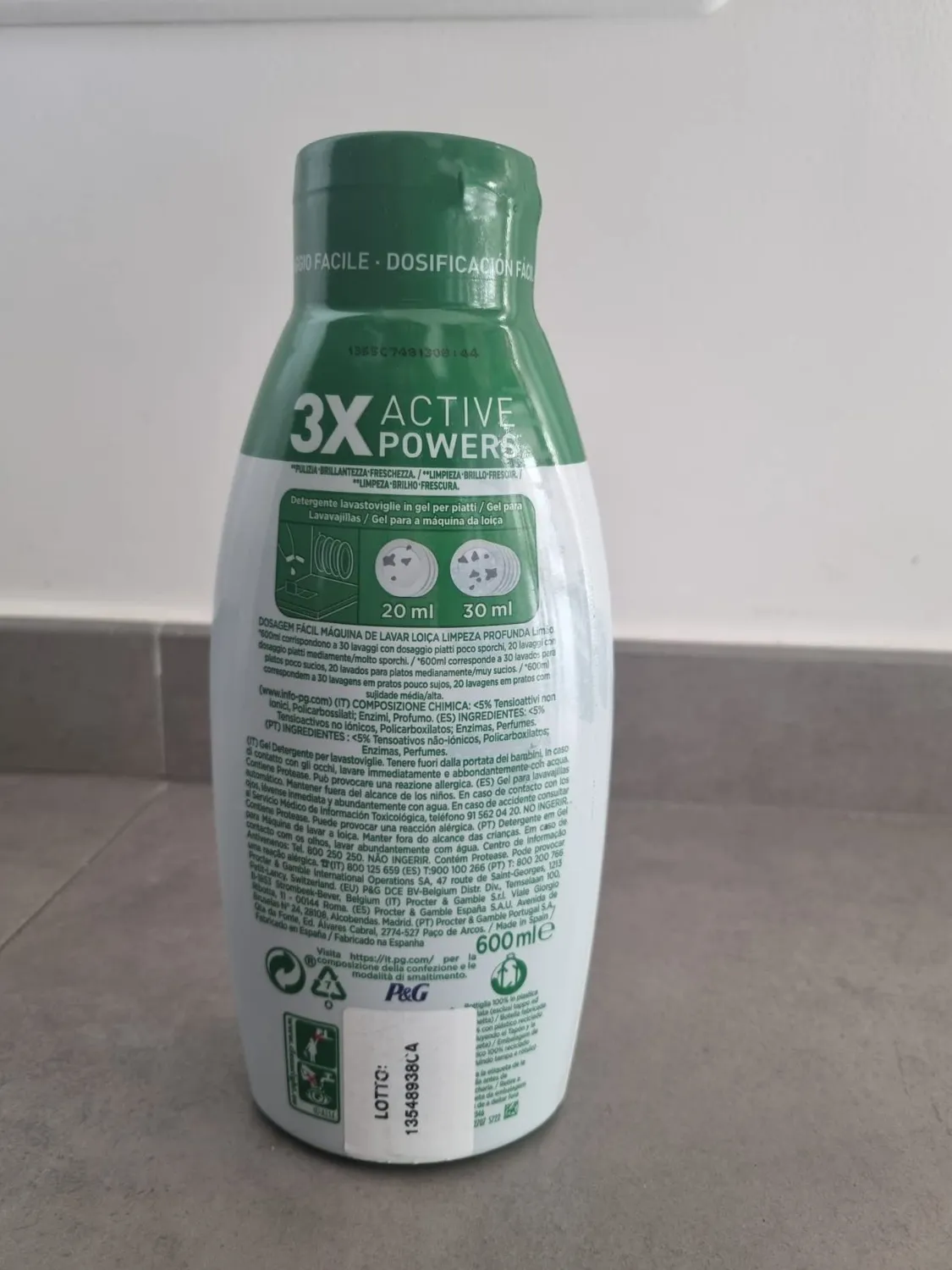 Fairy Platinum Gel lavastoviglie 60 lavaggi limone