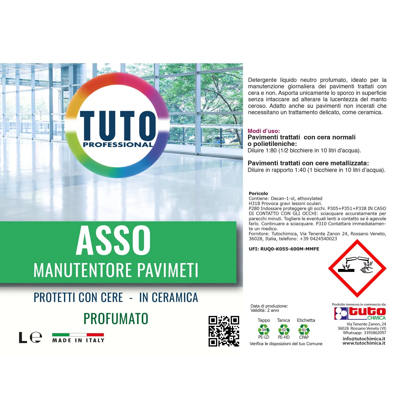 Tuto Chimica Asso Pavimenti Trattati Detergente 1L neutro
