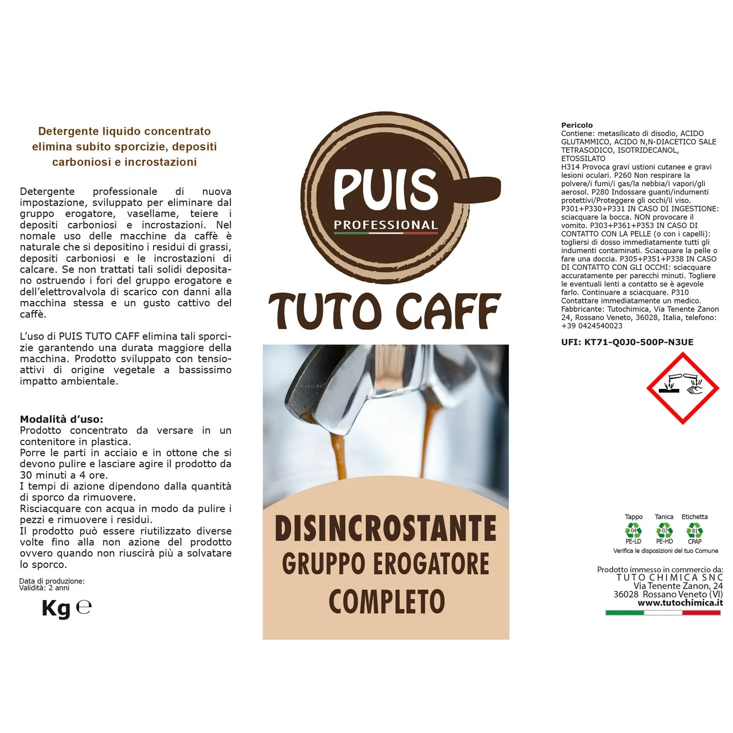 Tuto Chimica Puis Tuto Caff disincrostante 500 GR gruppi