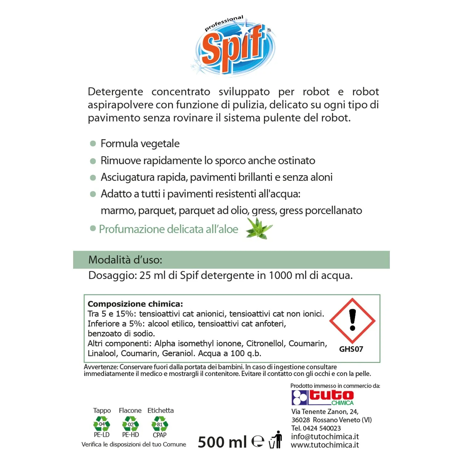 Tuto Chimica Robot detersivo pavimenti concentrato 500ml aloe