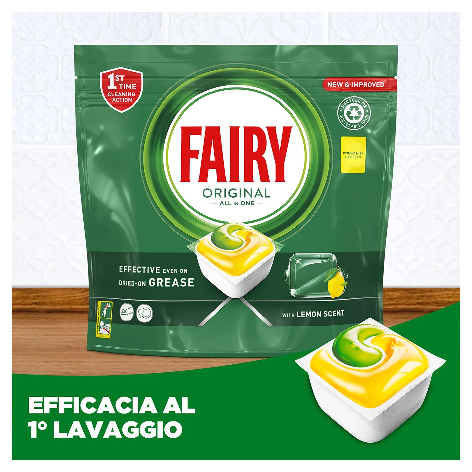 Fairy Original Limone capsule lavastoviglie 62 pz antigrasso