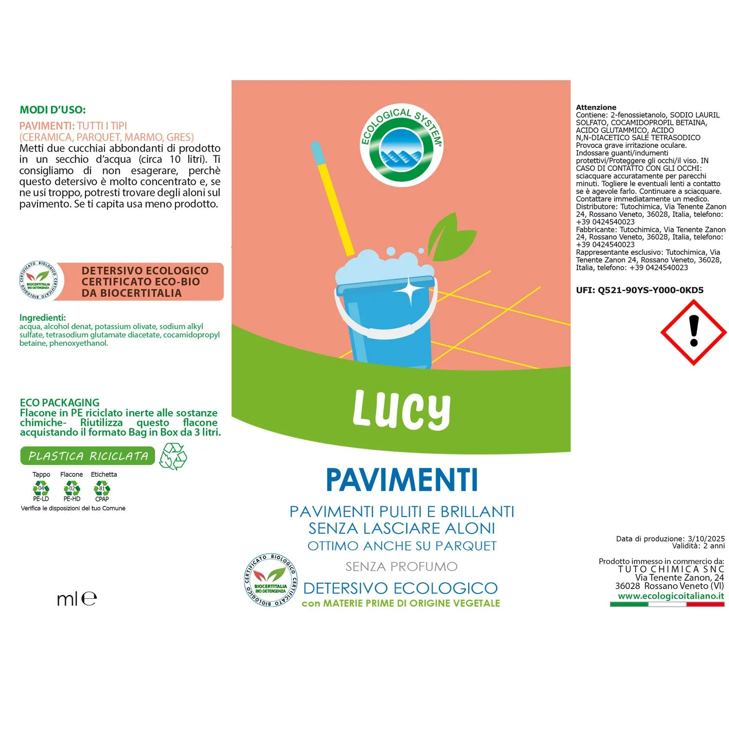Tuto Chimica Lucy detersivo pavimenti 500 ml senza profumo