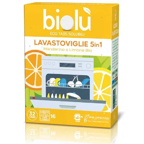 Biolù Eco Tabs detersivo lavastoviglie 32 tabs limone mandarino