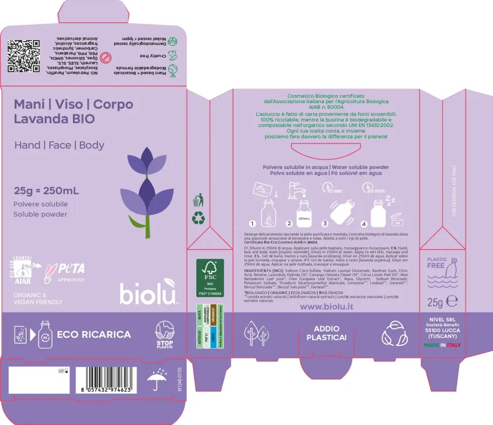 Biolù Solubili detergente polvere 25 g lavanda 250 ml
