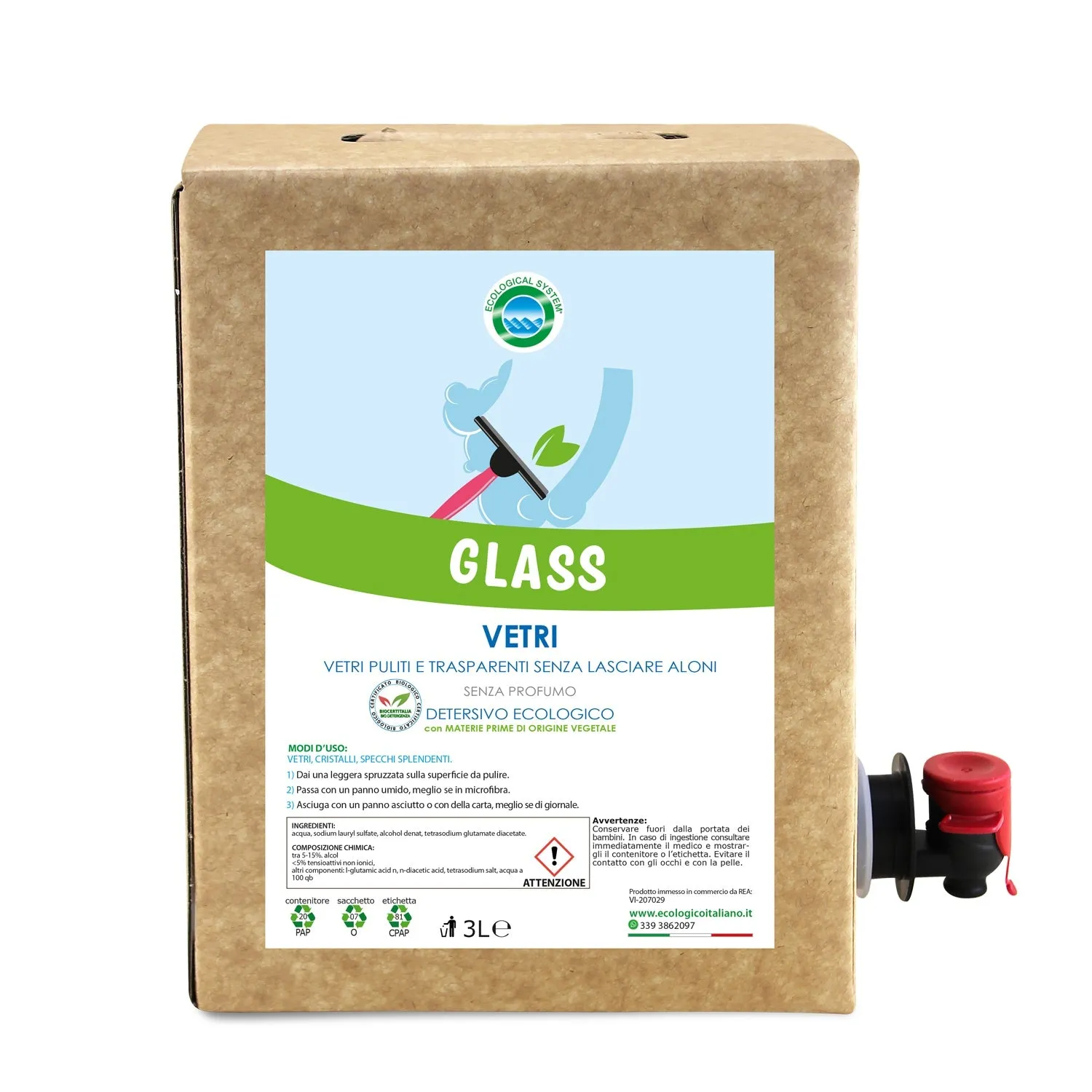 Tuto Chimica Ecological System Detergente Vetri 500 ml Senza Profumo