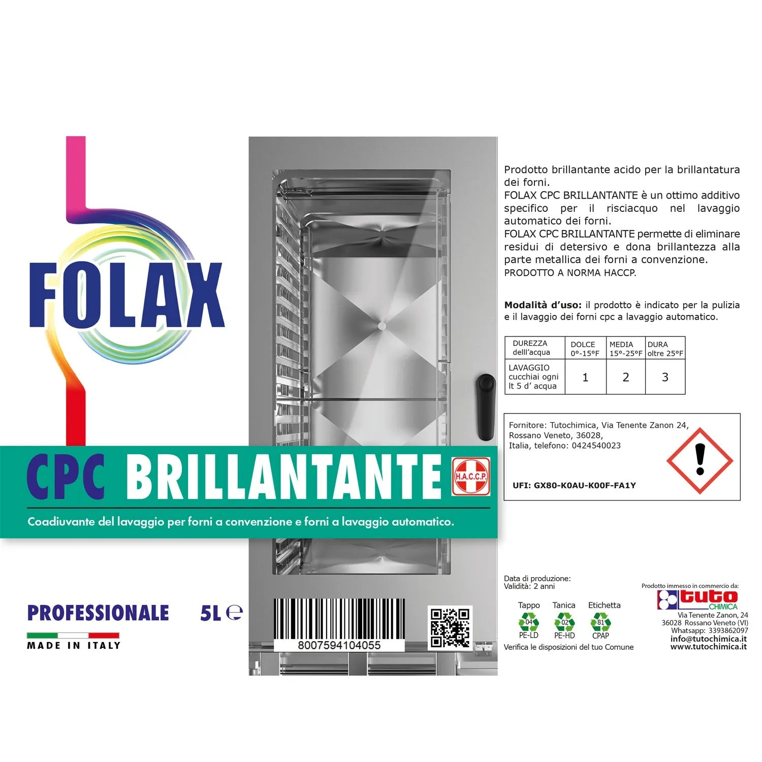 Folax CPC brillantante forni convezione 5L anticalcare