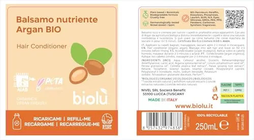 Biolù Balsamo Nutriente Argan Bio balsamo 250 ml senza siliconi