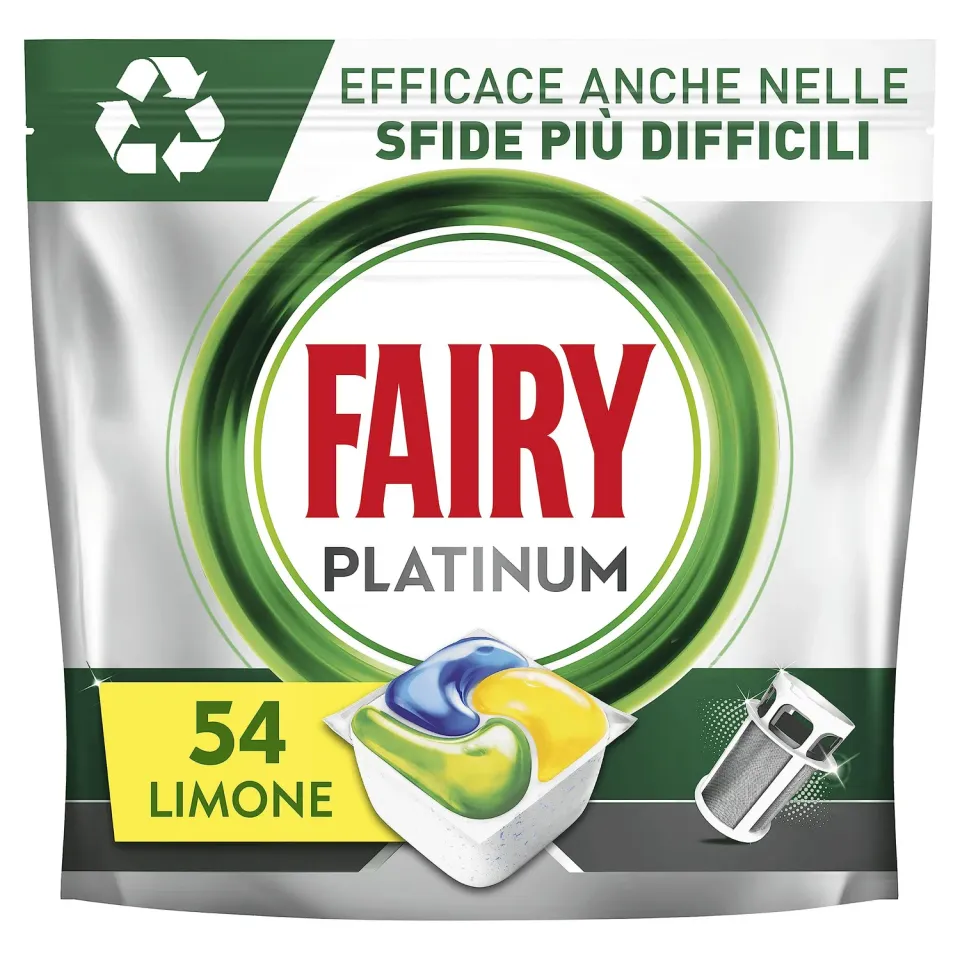 Fairy Platinum Limone pastiglie lavastoviglie 54 capsule sgrassanti