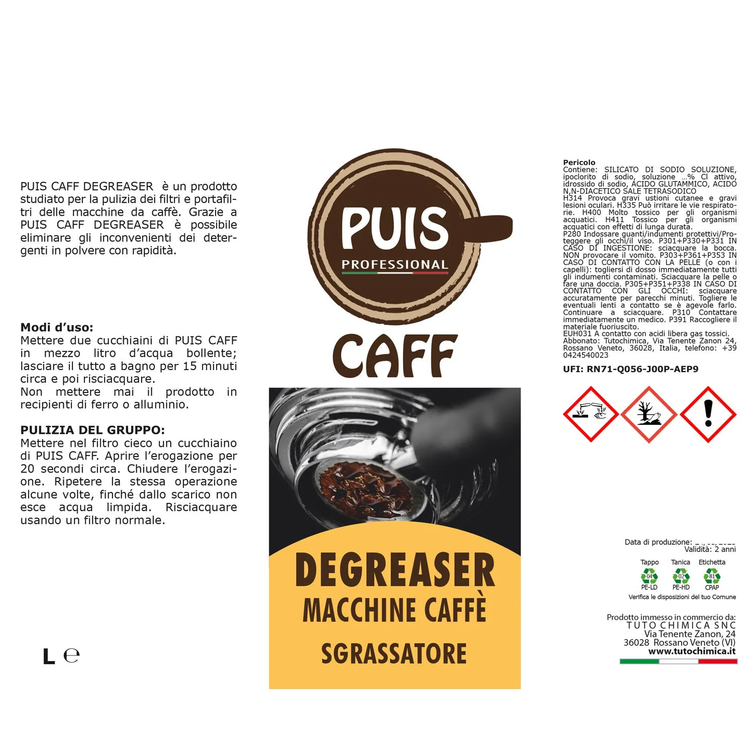 Tuto Chimica Puis Caff Degreaser detergente caffe 1 L