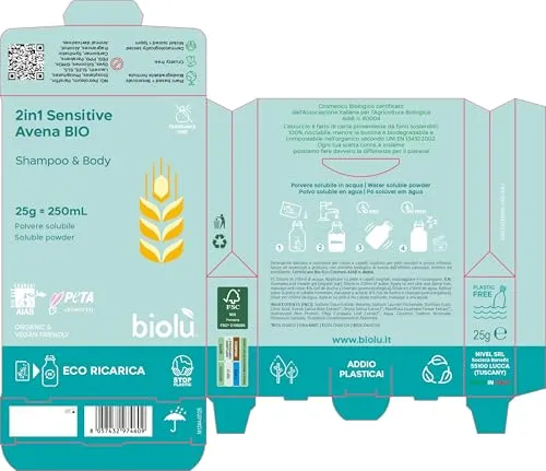 Biolù 2in1 Sensitive Avena Bio doccia shampoo 25g senza profumo