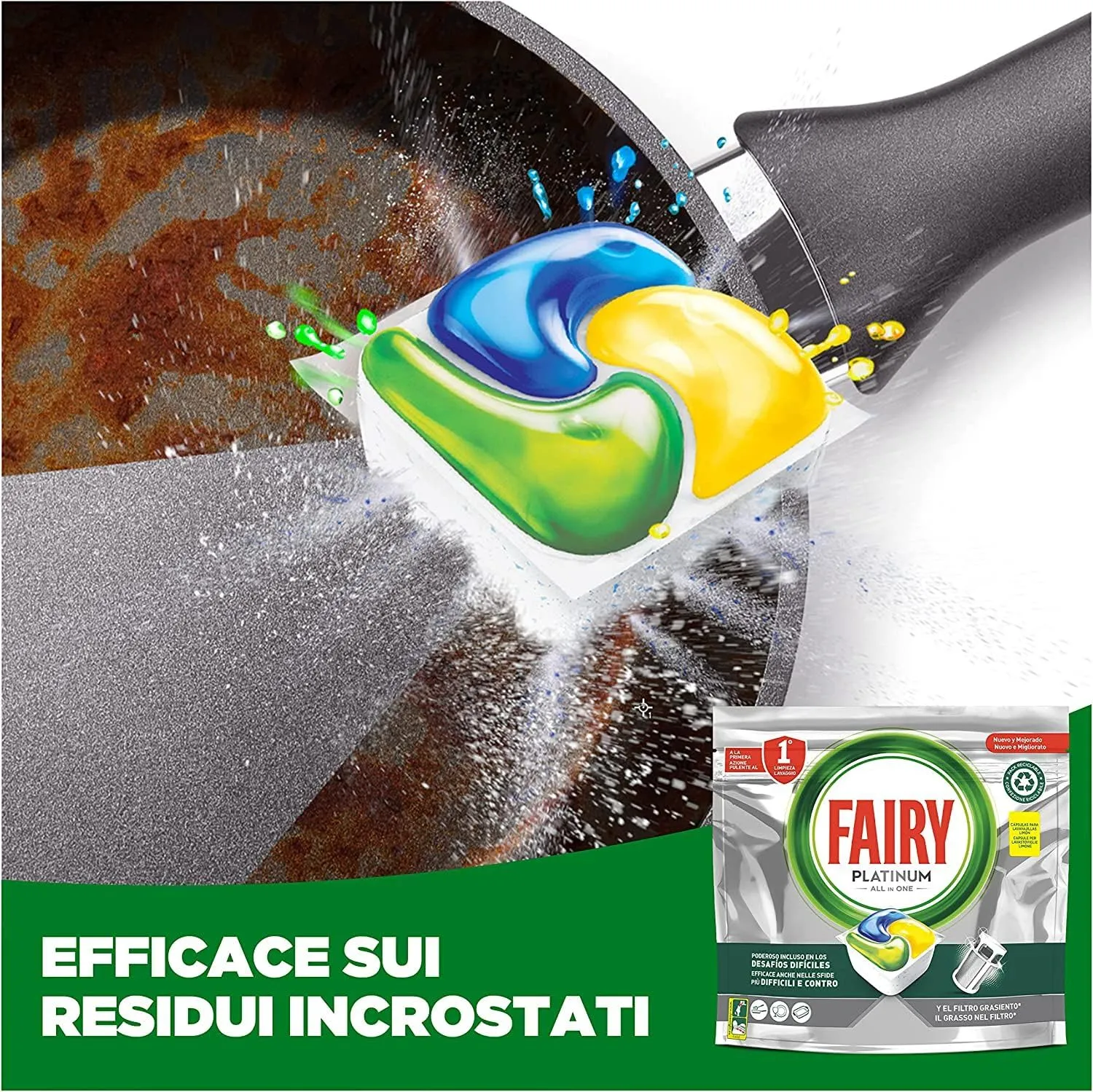 Fairy Platinum Limone pastiglie lavastoviglie 54 capsule sgrassanti