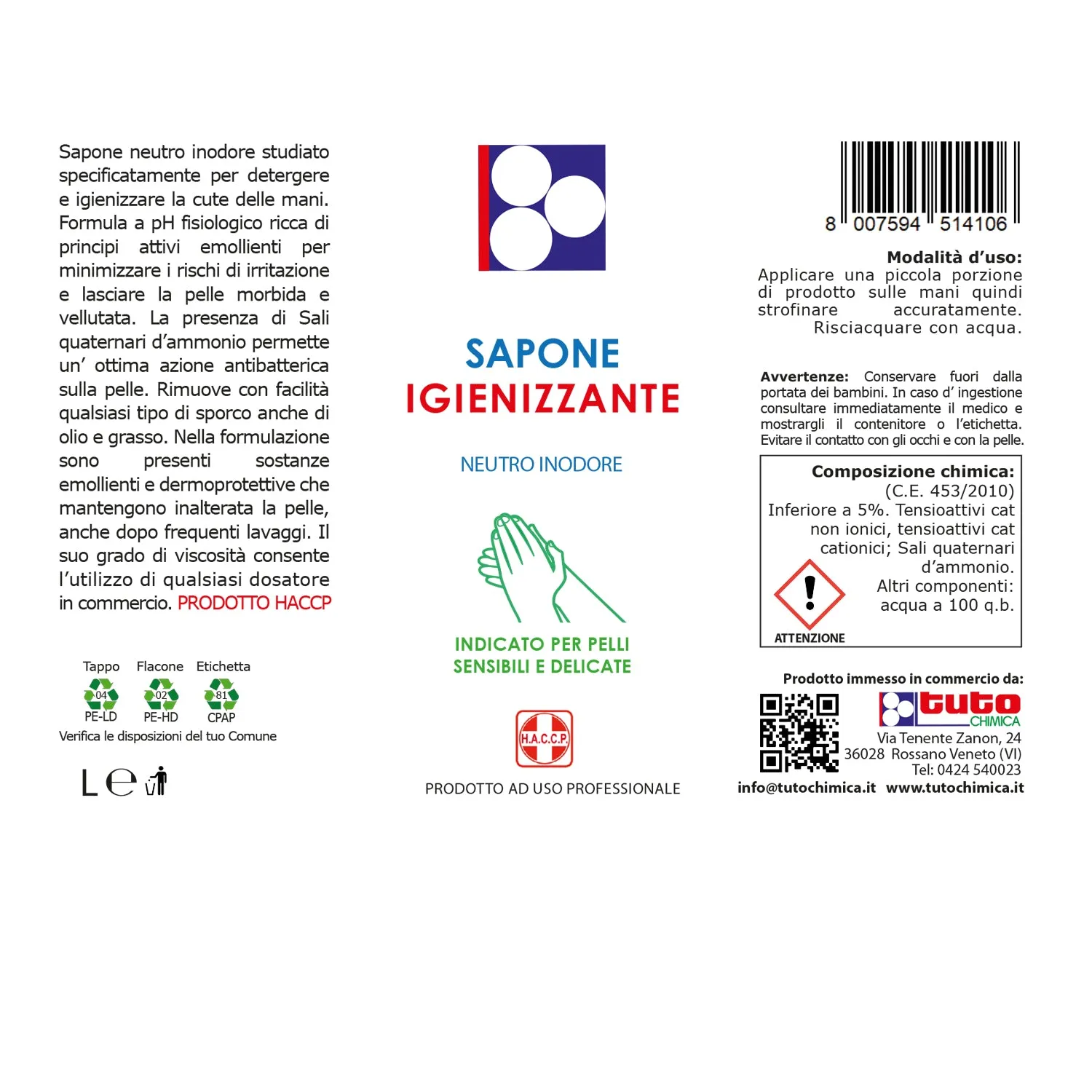 Tuto Chimica Sapone Igienizzante Mani Antibatterico 1 L