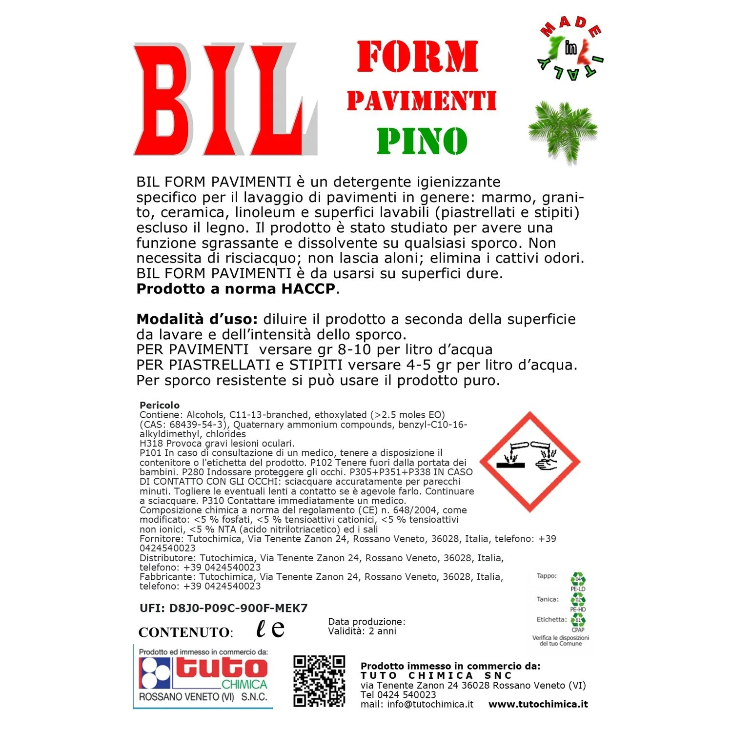 Tuto Chimica Bil Form detergente pavimenti 1L lavanda igienizzante