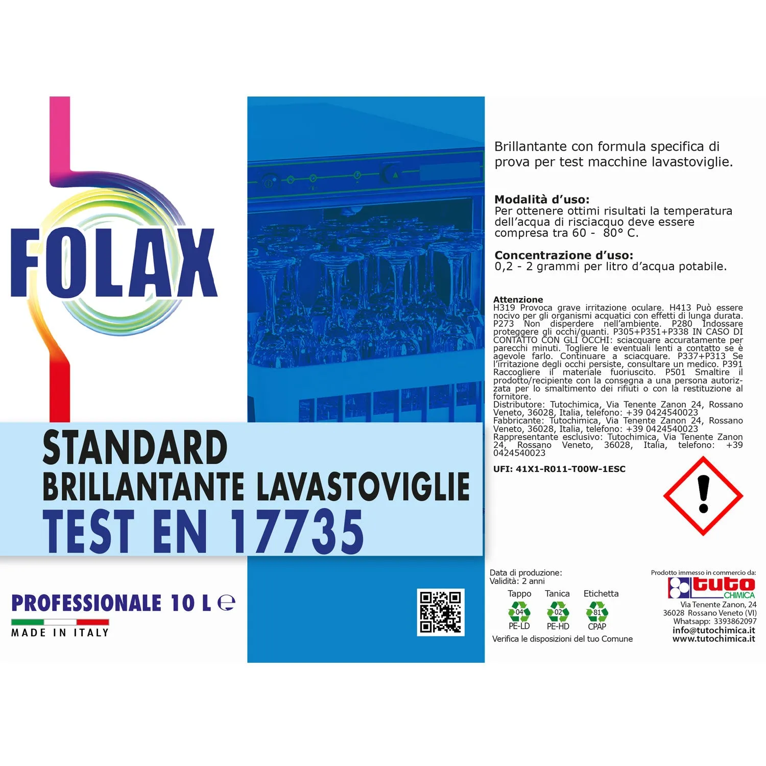 Tuto Chimica Brillantante lavastoviglie TEST EN17735 10 L