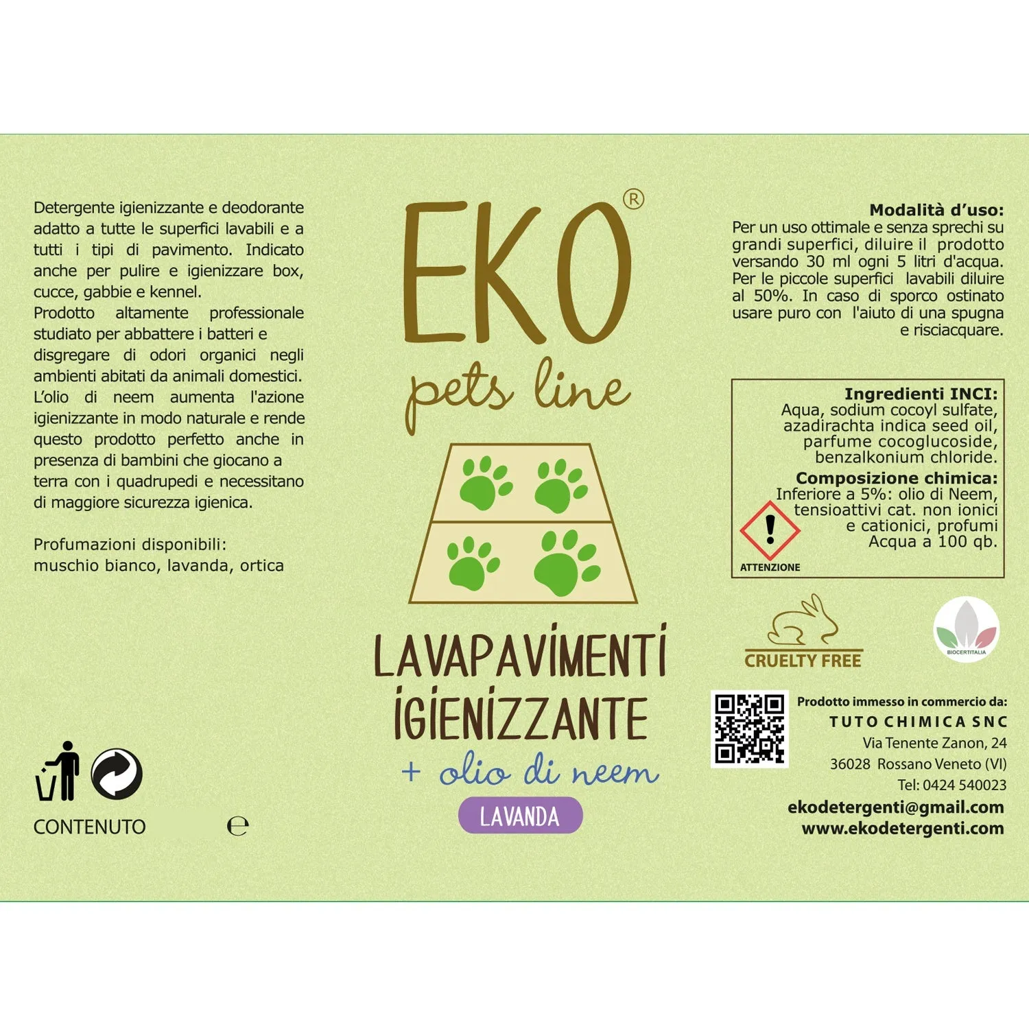 Tuto Chimica Eko Pets detergente pavimenti 500ml lavanda neem