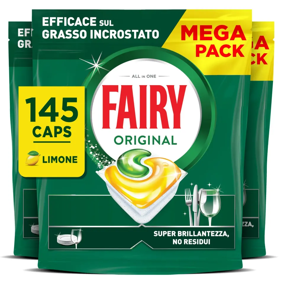 Fairy Original Limone pastiglie lavastoviglie 145 pz scorta casa