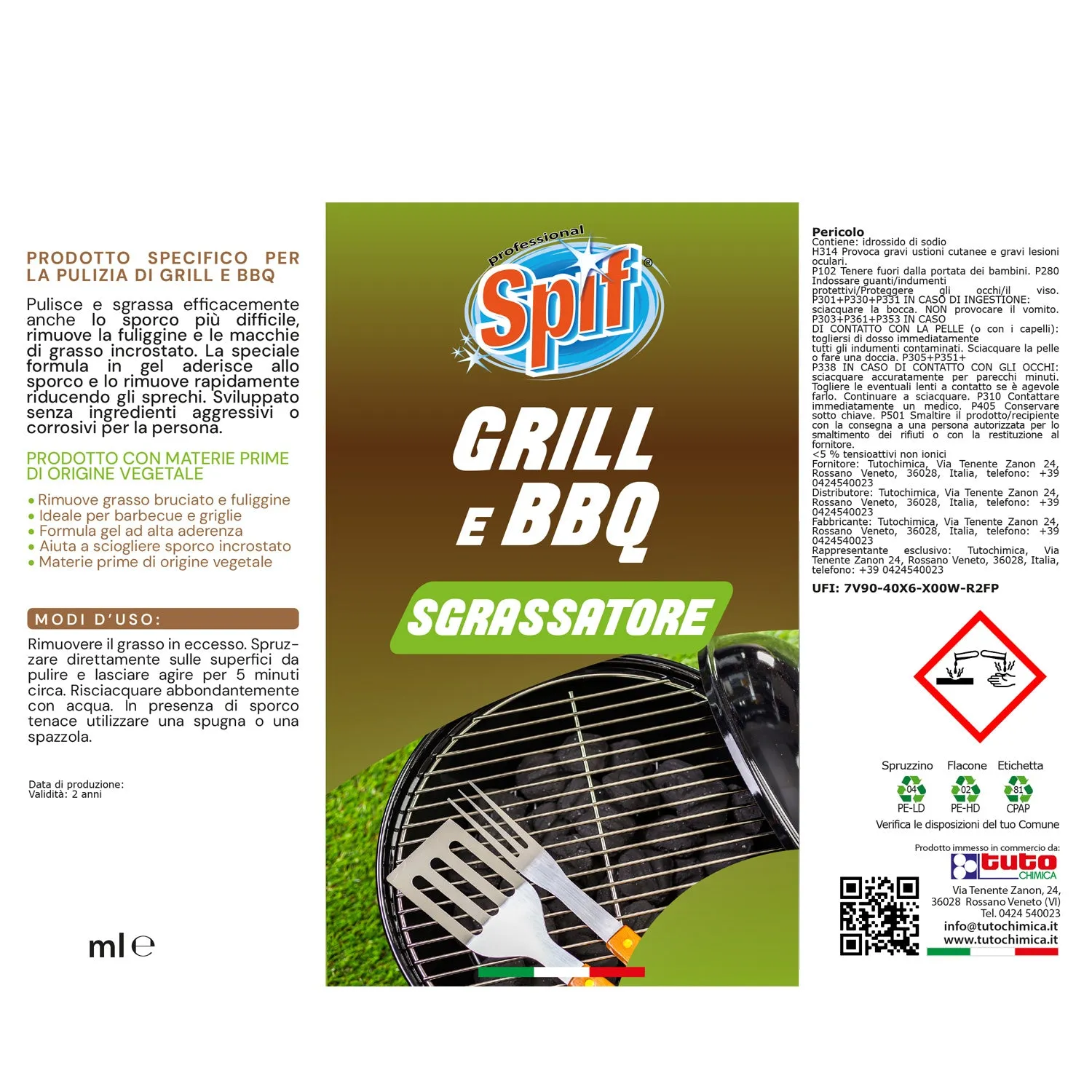Tuto Chimica Spif Grill e BBQ sgrassatore 500 ml gel