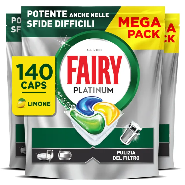 Fairy Platinum Pastiglie Lavastoviglie 140 caps limone